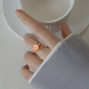 Bague Fleur Pétale Rose