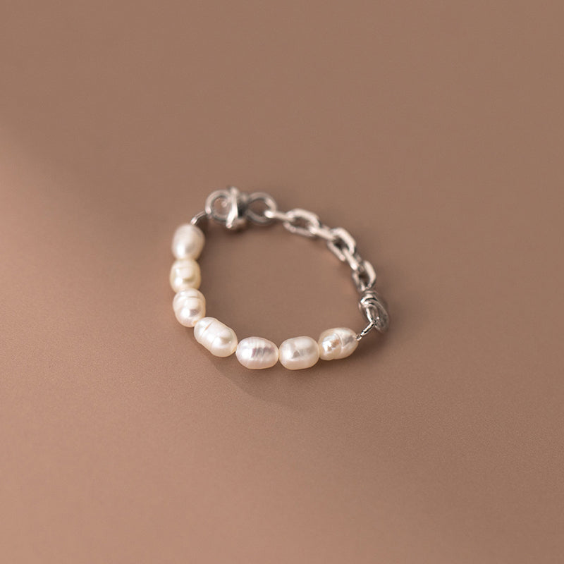 Bague chaîne Pearl Elegance