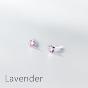 Mini Round Colorful Zircon Stud Earrings