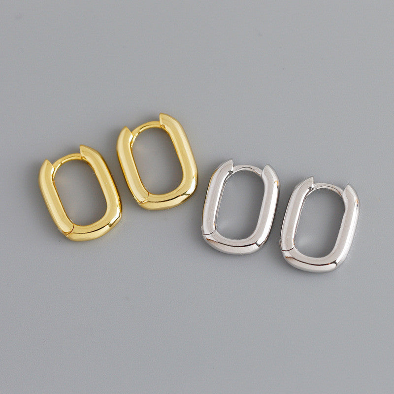 Geometric Oval Hoop Earrings