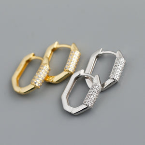 Crystal-Embellished Geometric Hoop Earrings