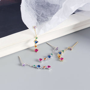 Colorful Zircon Tassel Earrings