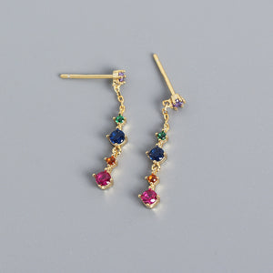 Colorful Zircon Tassel Earrings