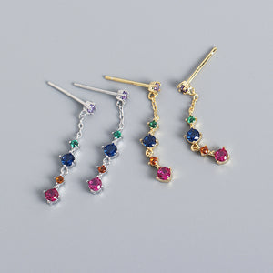 Colorful Zircon Tassel Earrings