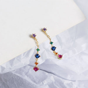 Colorful Zircon Tassel Earrings