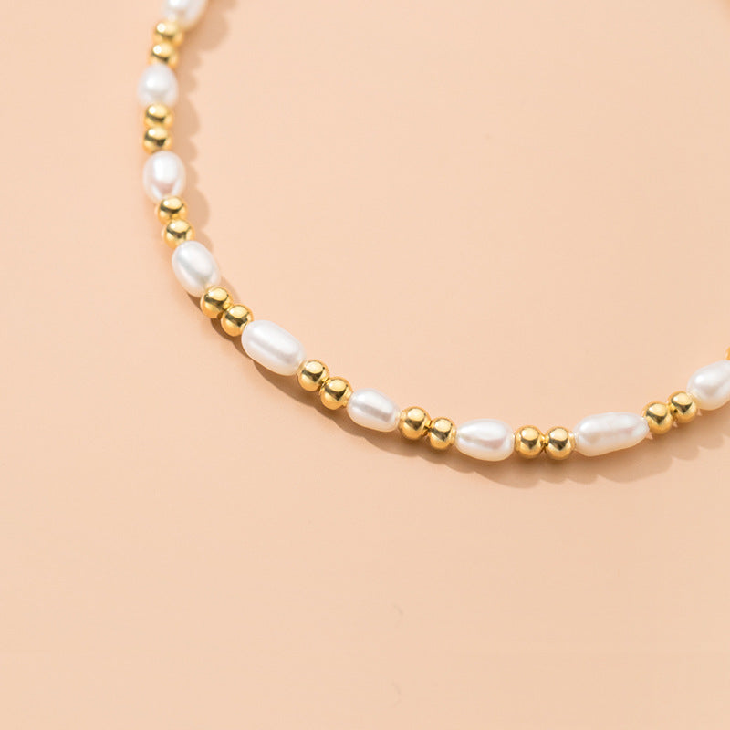 Golden Bead Pearl Bracelet