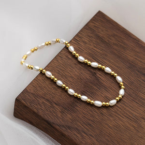 Golden Bead Pearl Bracelet