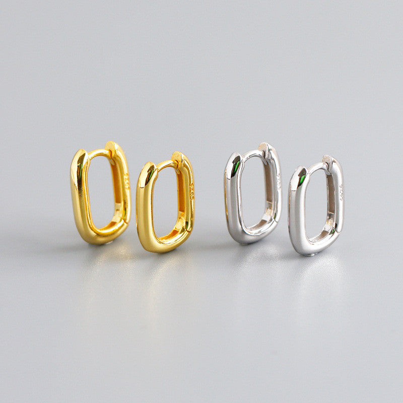 Geometric Oval Hoop Earrings