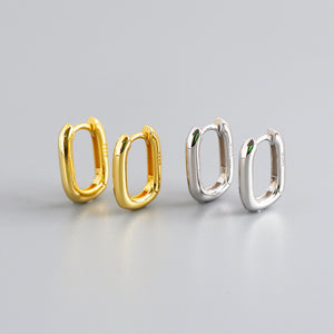 Geometric Oval Hoop Earrings