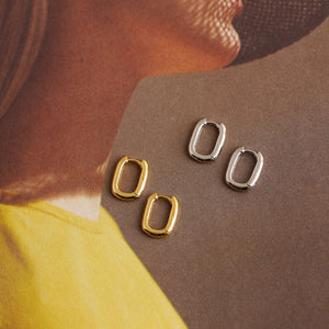 Geometric Oval Hoop Earrings