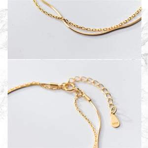 Double Gold Snake Bone & Chain Bracelet