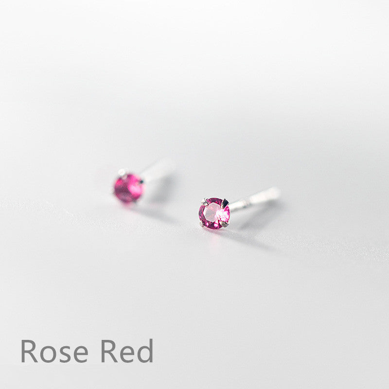 Mini Round Colorful Zircon Stud Earrings