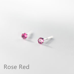 Mini Round Colorful Zircon Stud Earrings