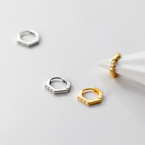 Mini Hexagonal Hoop Earrings