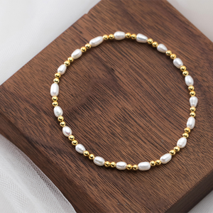 Golden Bead Pearl Bracelet