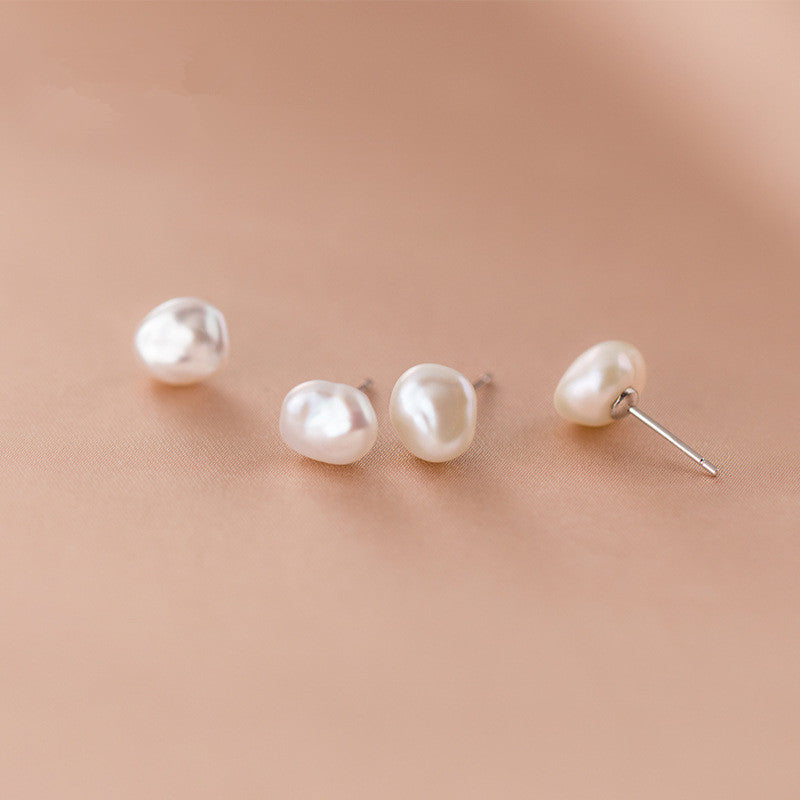 Irregular Baroque Pearl Stud Earrings