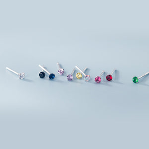 Mini Round Colorful Zircon Stud Earrings