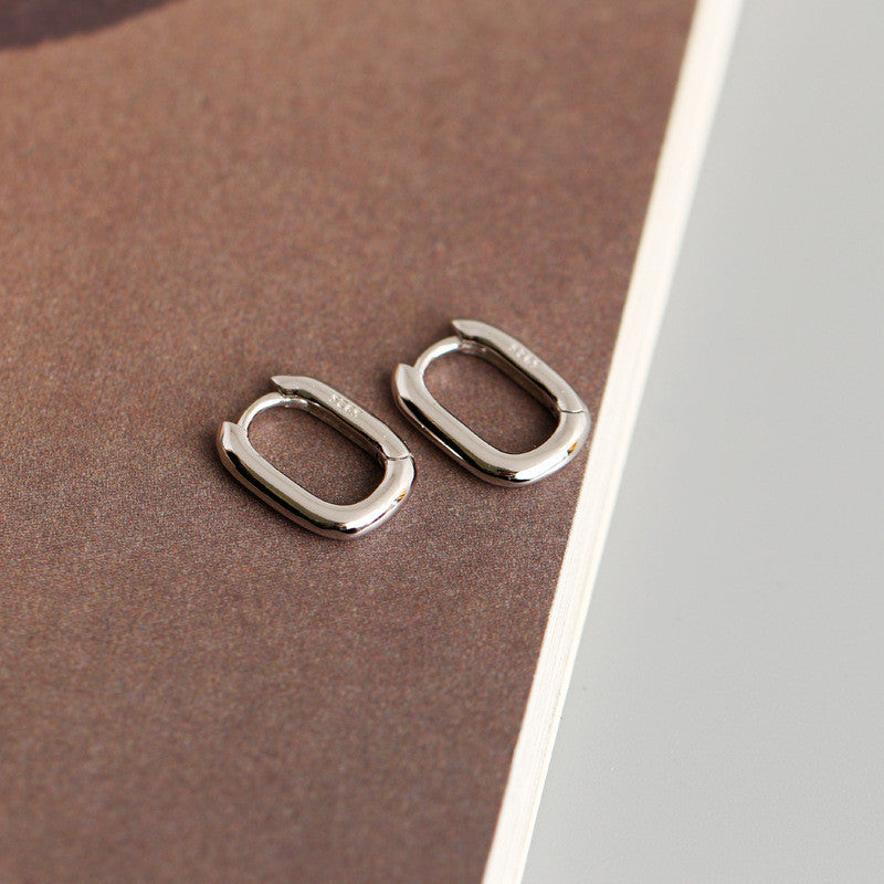 Geometric Oval Hoop Earrings