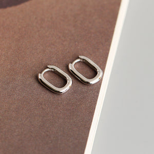 Geometric Oval Hoop Earrings