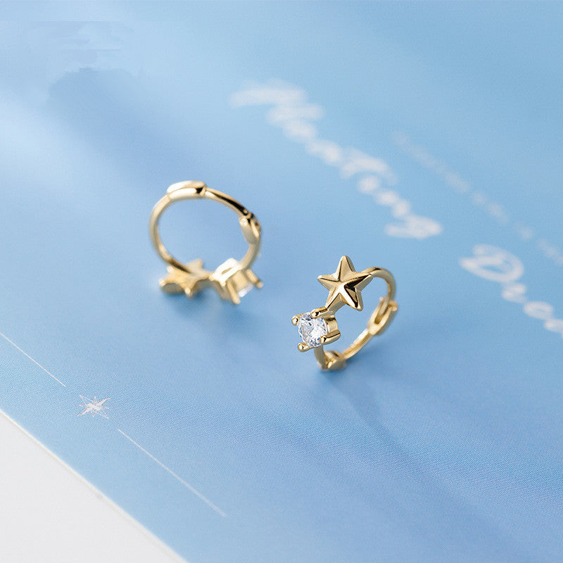 Zircon Star Hoop Earrings