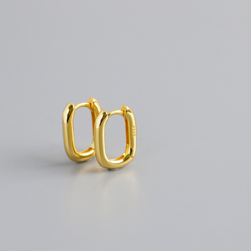 Geometric Oval Hoop Earrings