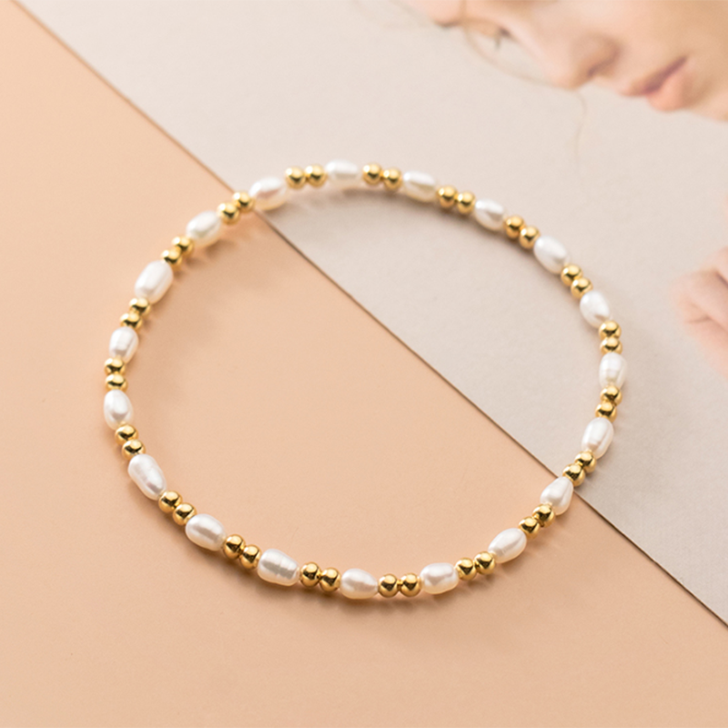 Golden Bead Pearl Bracelet
