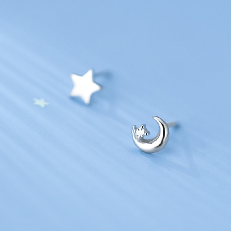 Star Moon Stud Earrings