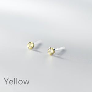 Mini Round Colorful Zircon Stud Earrings