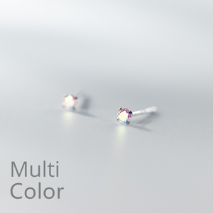 Mini Round Colorful Zircon Stud Earrings