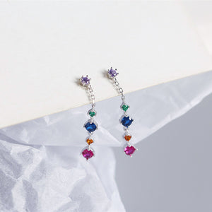 Colorful Zircon Tassel Earrings