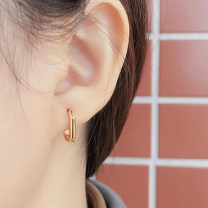 Geometric Oval Hoop Earrings