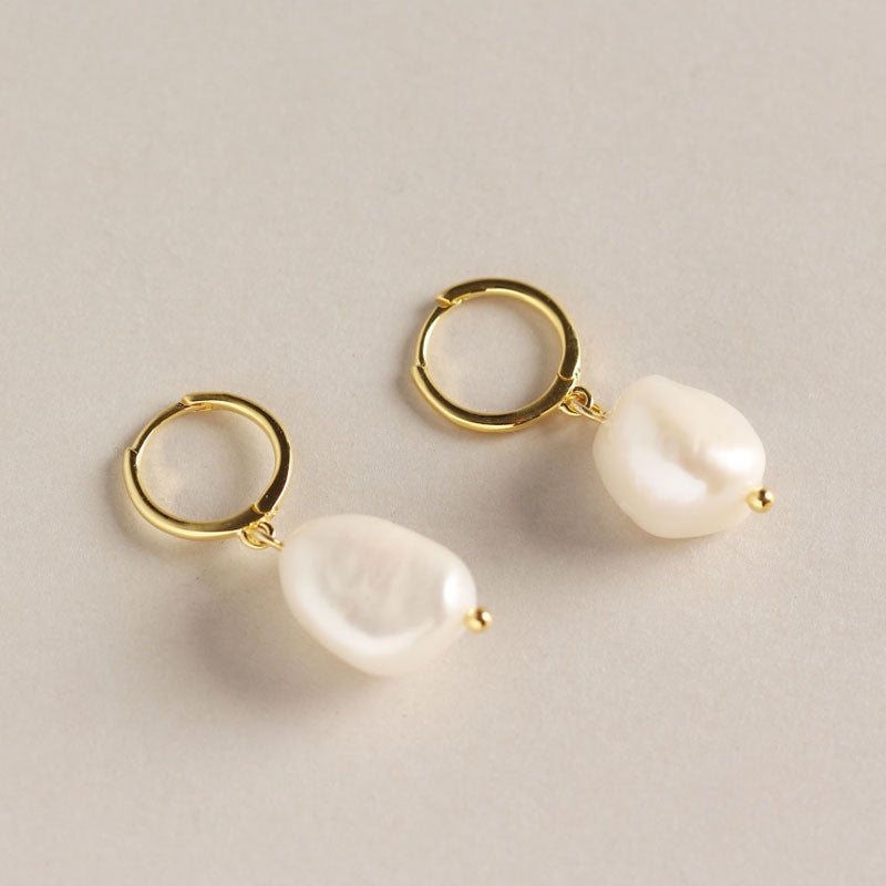 Round Irregular Pearl Earrings