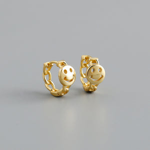 Cuban Chain Smile Hoop Earrings