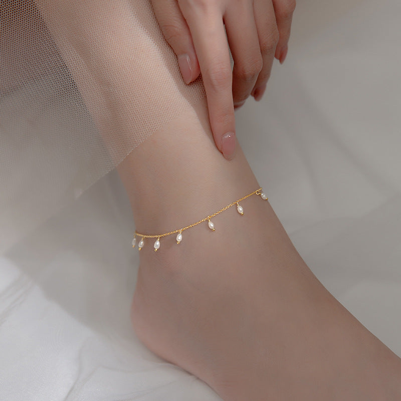 Natural Baroque Pearl Shell Anklet