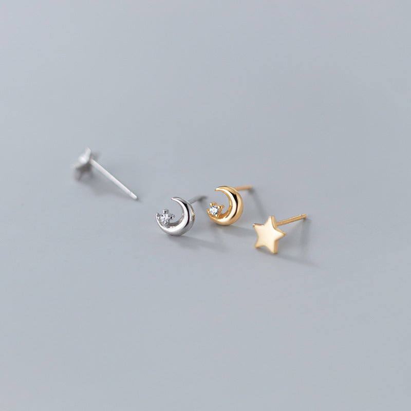 Star Moon Stud Earrings