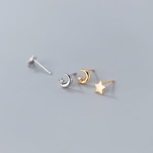 Star Moon Stud Earrings