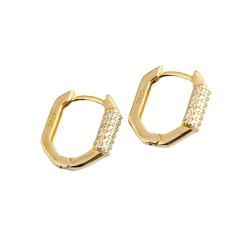 Crystal-Embellished Geometric Hoop Earrings