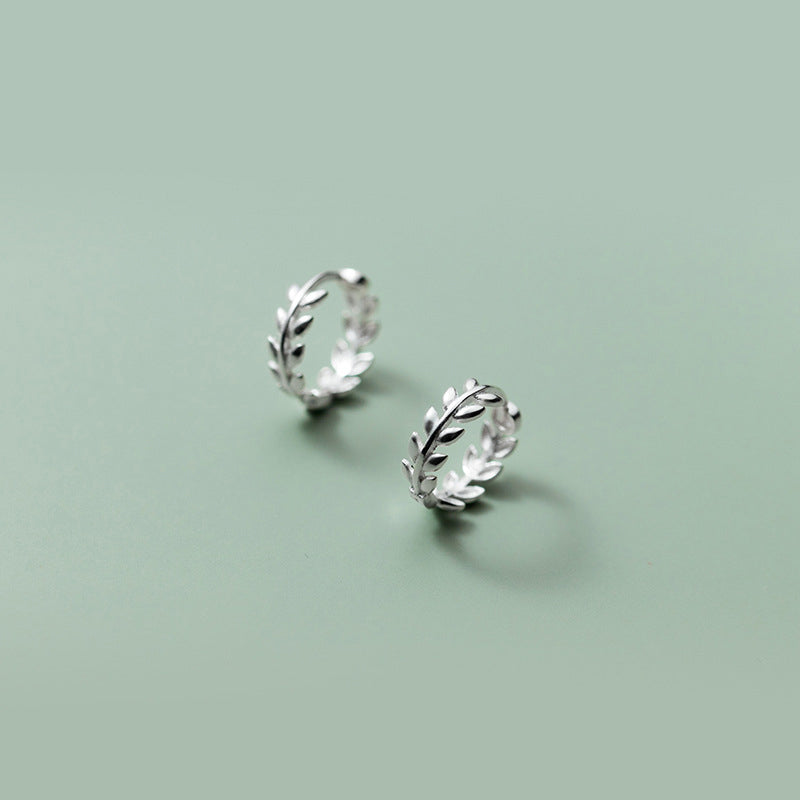 Olive Branch Bud Hoop Earrings