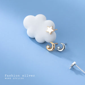 Star Moon Stud Earrings