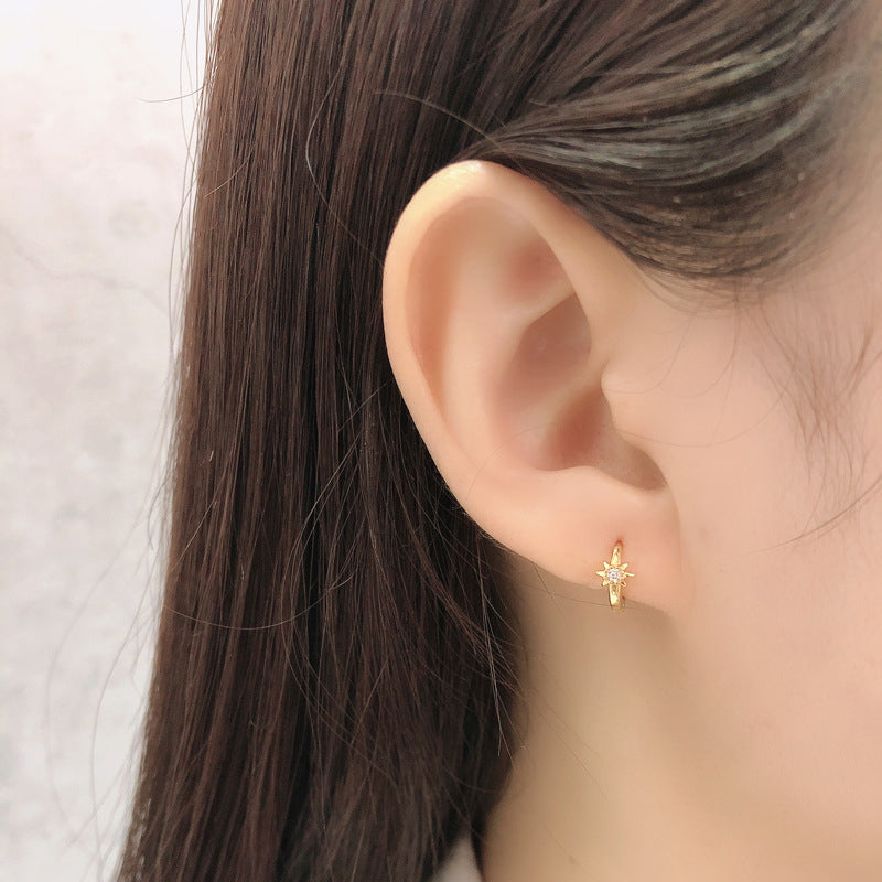 Zircon Star Hoop Earrings