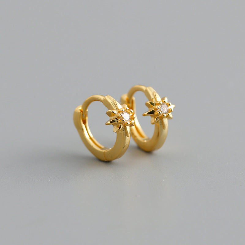 Zircon Star Hoop Earrings