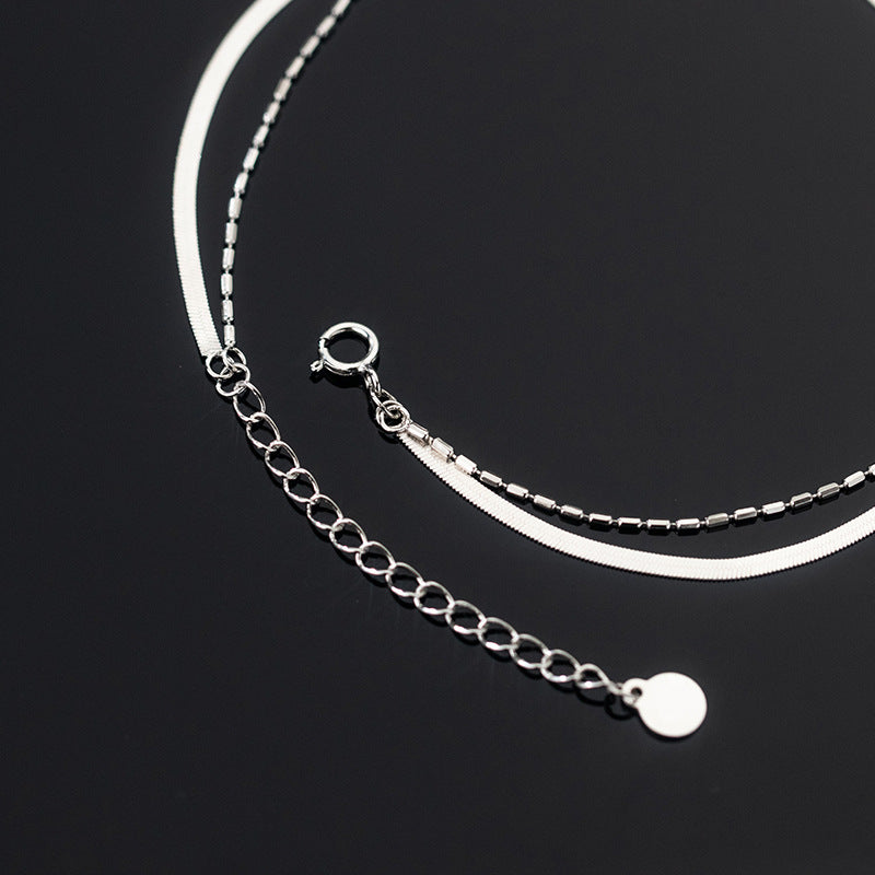 Double Snake Bone Bean Charm Anklet