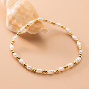 Golden Bead Pearl Bracelet