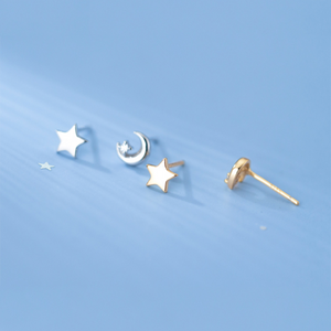 Star Moon Stud Earrings