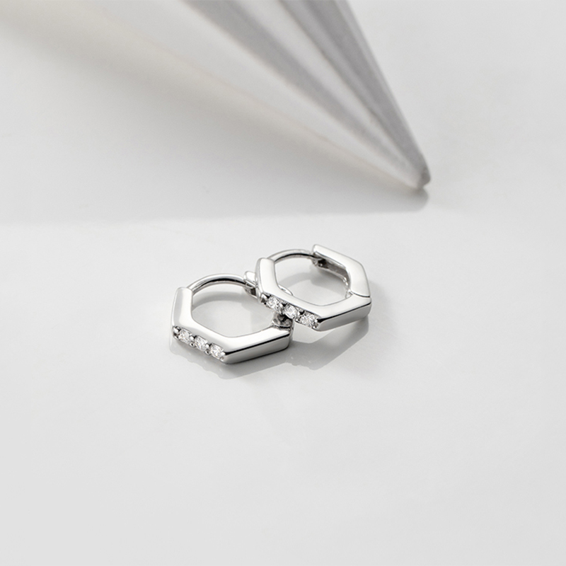 Mini Hexagonal Hoop Earrings