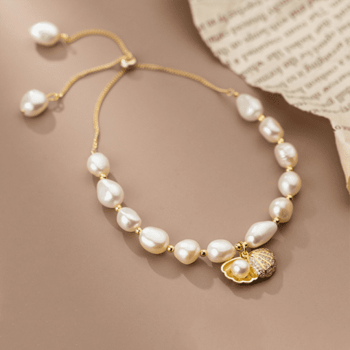 Beach Shell and Baroque Pearls Bracelet - Image 2