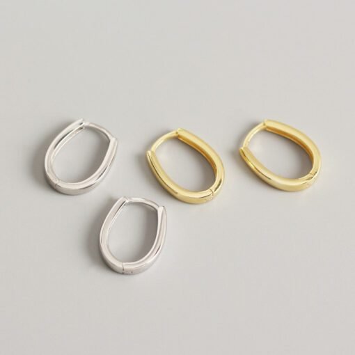 Thick Oval Hoop Earrings - Image 9