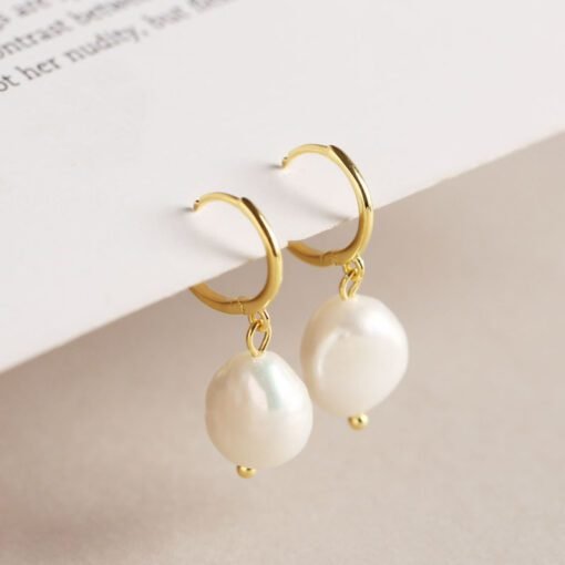 Round Irregular Pearl Earrings - Image 2