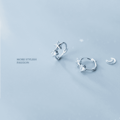 Zircon Star Hoop Earrings - Image 7