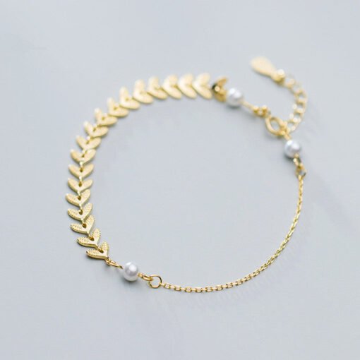 Leaf and Round Beads Bracelet
